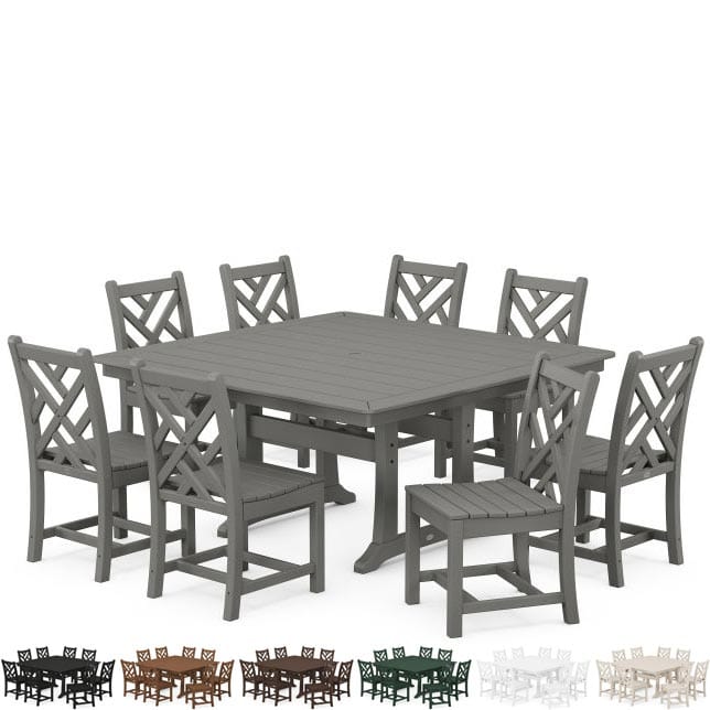 POLYWOOD® Dining Set - Chippendale 9-Piece Nautical Trestle - PWS735-1 Dining Set POLYWOOD®
