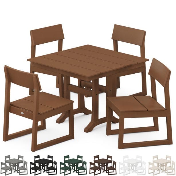 POLYWOOD® Dining Set - EDGE 5-Piece Farmhouse Trestle Side Chair- PWS737-1 Dining Set POLYWOOD®