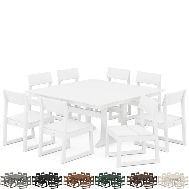 POLYWOOD® EDGE 9-Piece Farmhouse Trestle Dining Set - PWS736-1 Dining Set POLYWOOD®
