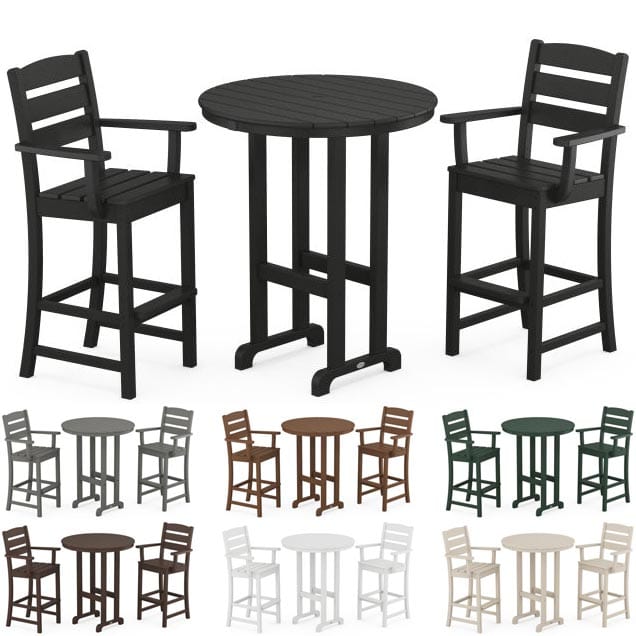 POLYWOOD® Lakeside 3-Piece Round Bar Arm Chair Set - PWS612-1 Bar Set POLYWOOD®