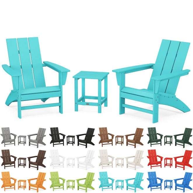 POLYWOOD® Modern 3-Piece Adirondack Set with Long Island 18" Side Table - PWS699-1 Adirondack Chair POLYWOOD®