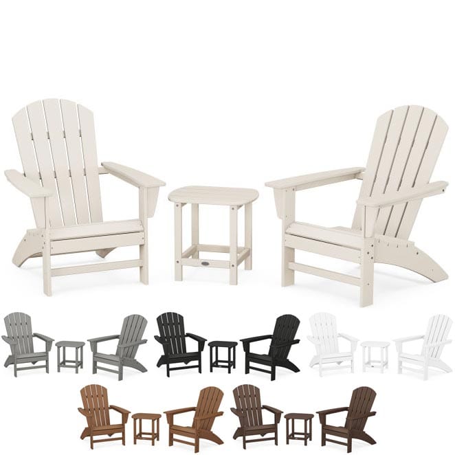 POLYWOOD® Nautical 3-Piece Adirondack Set with South Beach 18" Side Table - PWS698-1 Adirondack Chair POLYWOOD®