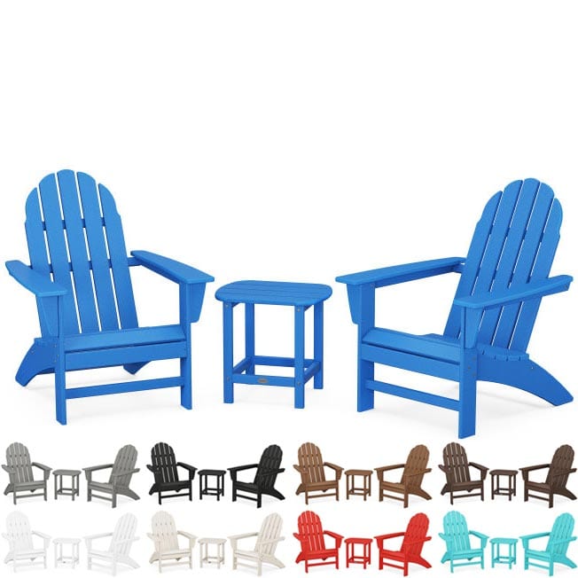 POLYWOOD® Vineyard 3-Piece Adirondack Set with South Beach 18" Side Table - PWS696-1 Adirondack Chair POLYWOOD®