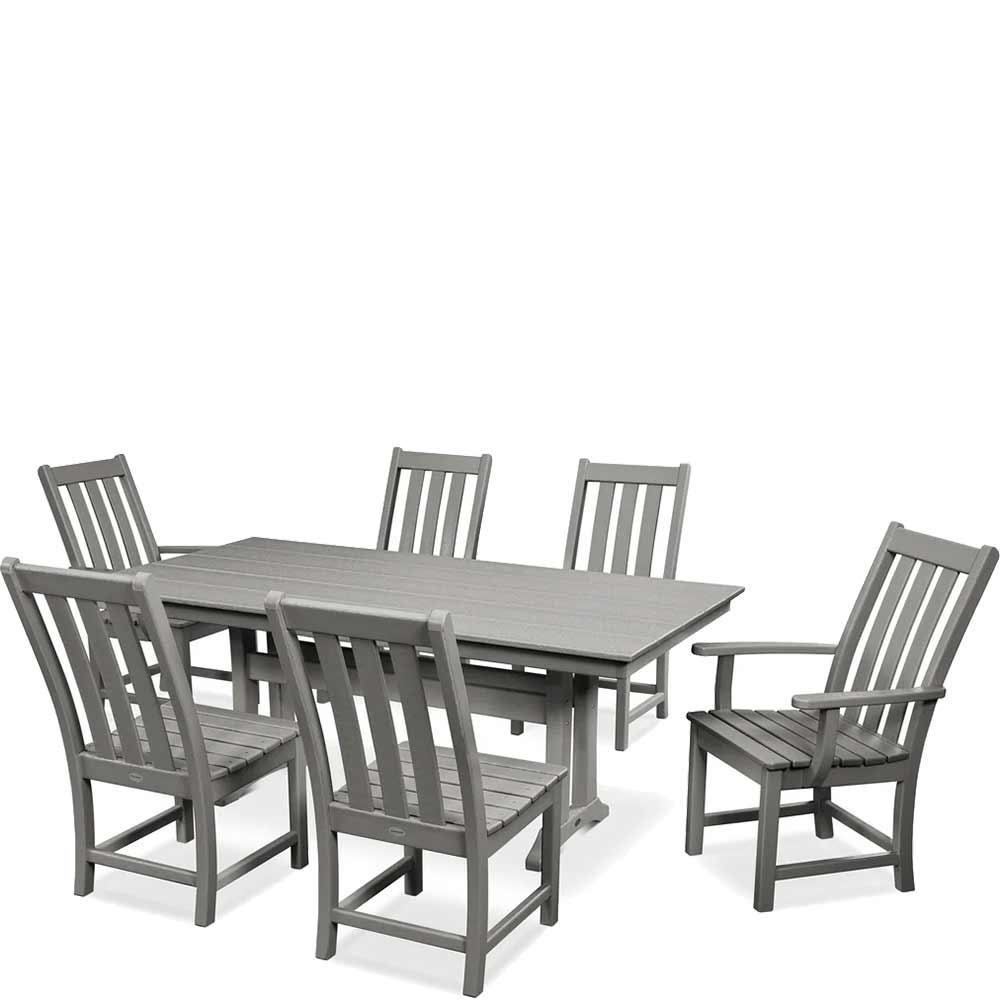 POLYWOOD® Vineyard 7-Piece Farmhouse Dining Set with Trestle Legs - PWS340-1 Dining Set POLYWOOD®