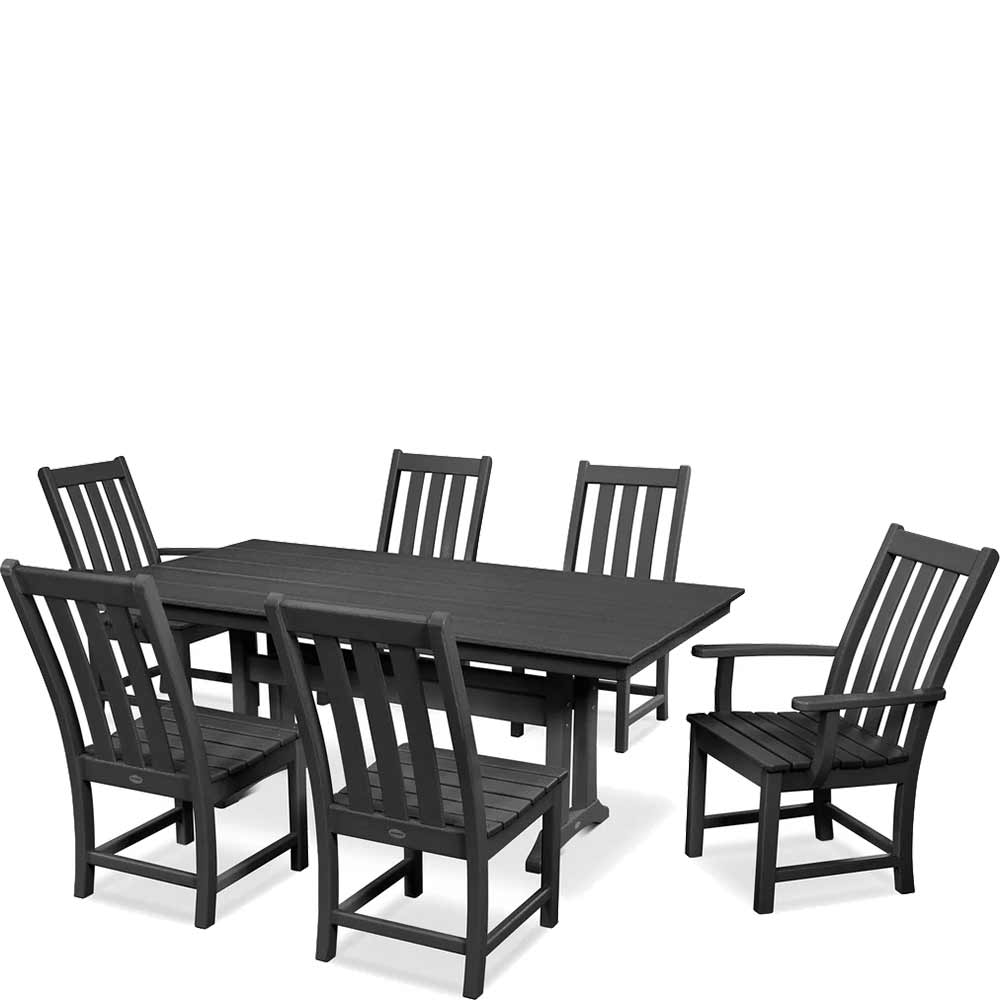POLYWOOD® Vineyard 7-Piece Farmhouse Dining Set with Trestle Legs - PWS340-1 Dining Set POLYWOOD®