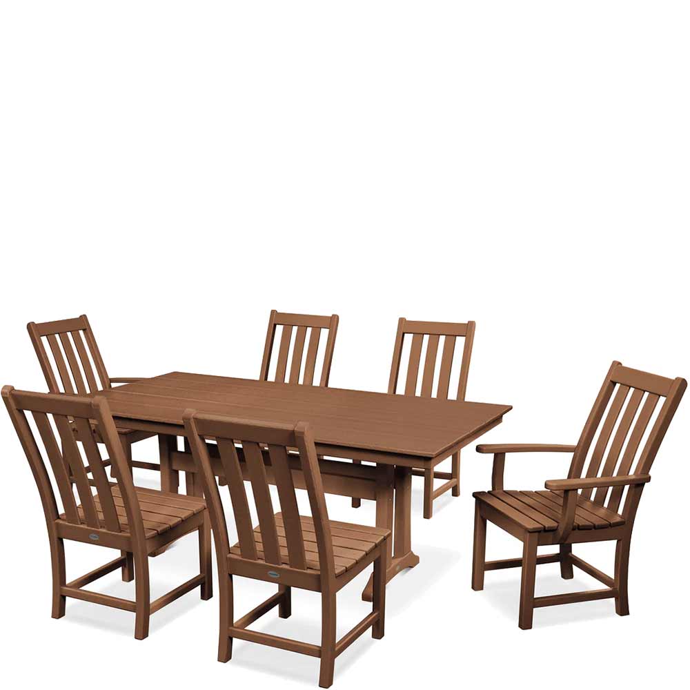 POLYWOOD® Vineyard 7-Piece Farmhouse Dining Set with Trestle Legs - PWS340-1 Dining Set POLYWOOD®
