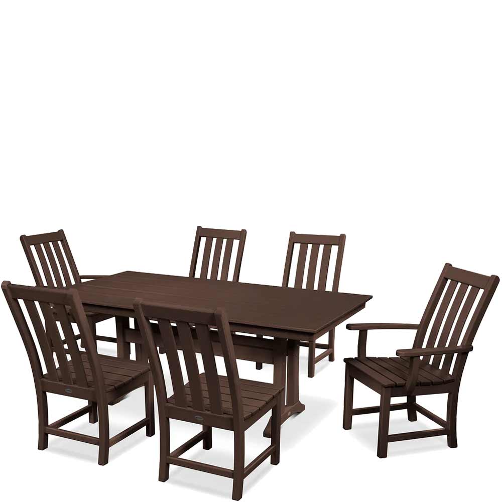 POLYWOOD® Vineyard 7-Piece Farmhouse Dining Set with Trestle Legs - PWS340-1 Dining Set POLYWOOD®