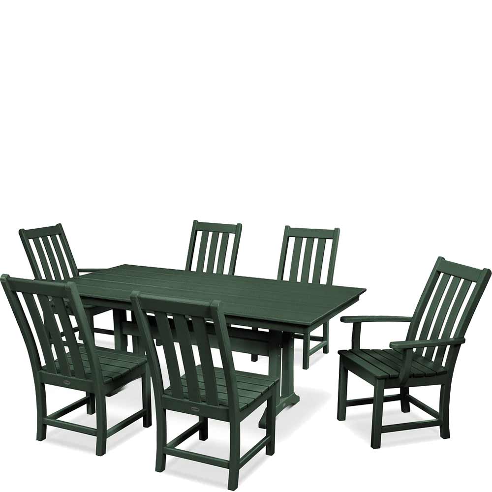 POLYWOOD® Vineyard 7-Piece Farmhouse Dining Set with Trestle Legs - PWS340-1 Dining Set POLYWOOD®