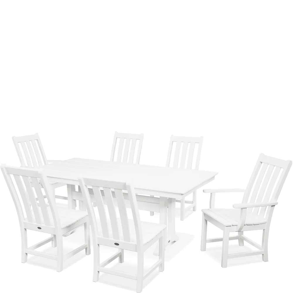 POLYWOOD® Vineyard 7-Piece Farmhouse Dining Set with Trestle Legs - PWS340-1 Dining Set POLYWOOD®