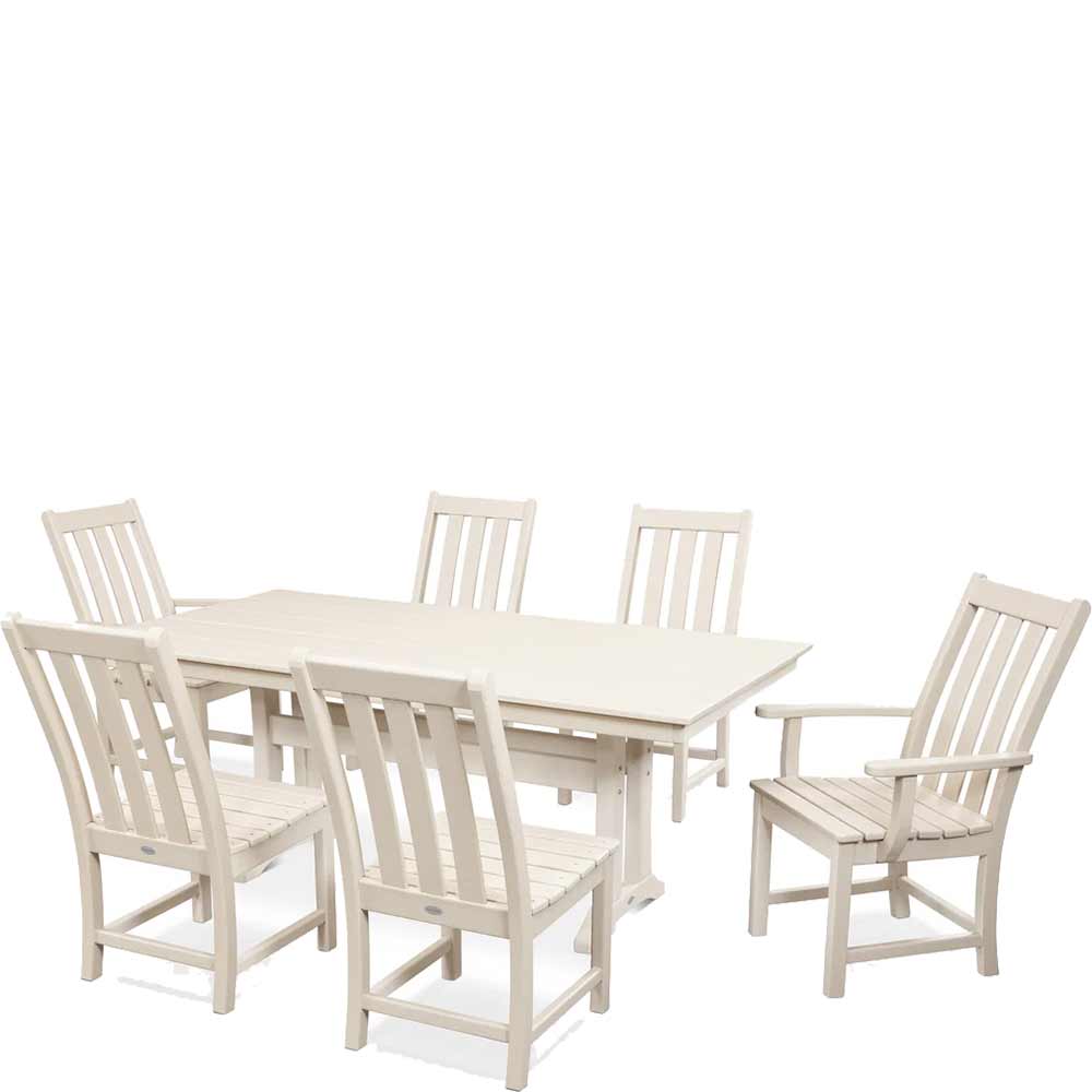 POLYWOOD® Vineyard 7-Piece Farmhouse Dining Set with Trestle Legs - PWS340-1 Dining Set POLYWOOD®