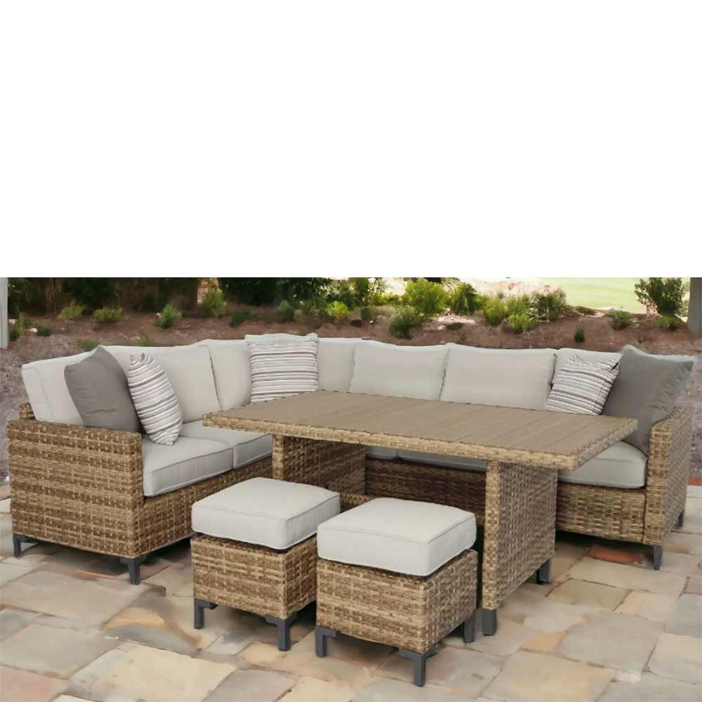 Plank & Hide - Hanover 5-Piece Banquette Dining Set Deep Seating Plank & Hide