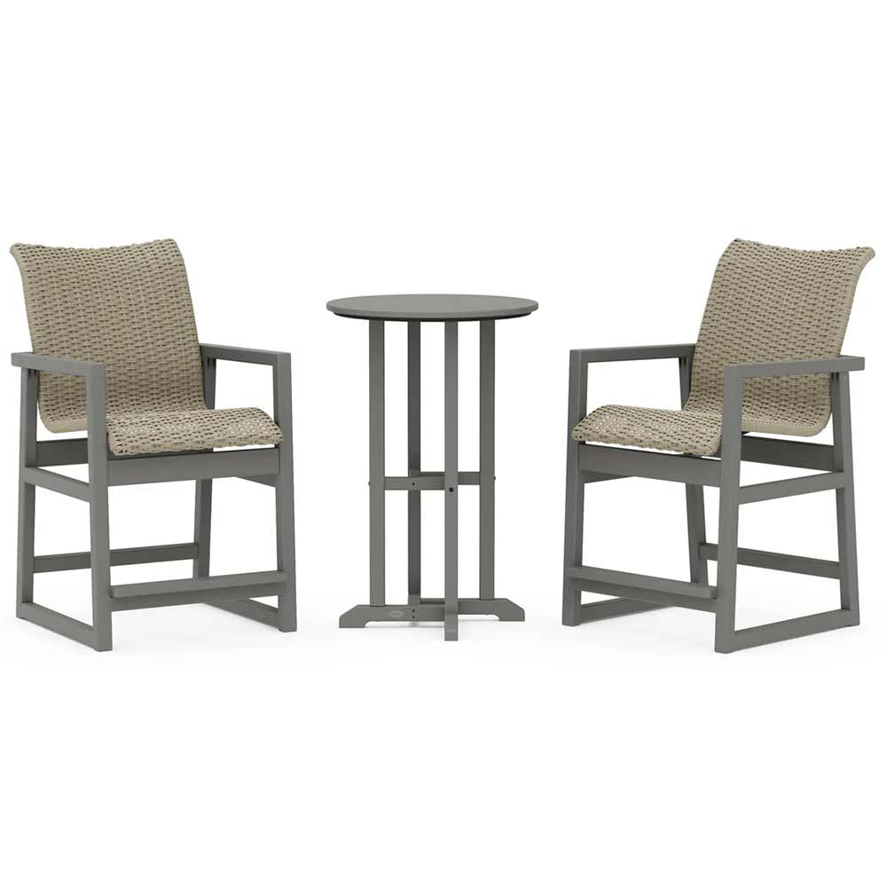 POLYWOOD® EDGE Woven 3-Piece Farmhouse Counter Set - PWS2909-1