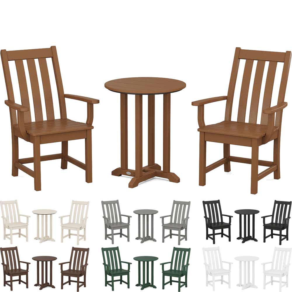 POLYWOOD® Vineyard 3-Piece Round Bistro Dining Set - PWS1318-1 Patio Set POLYWOOD®