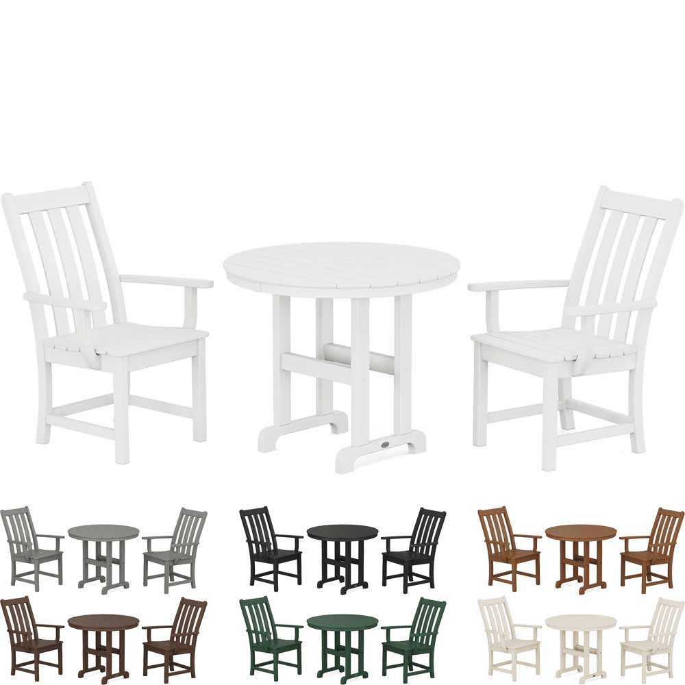 POLYWOOD® Vineyard 3-Piece Round Dining Set - PWS1351-1 Patio Set POLYWOOD®