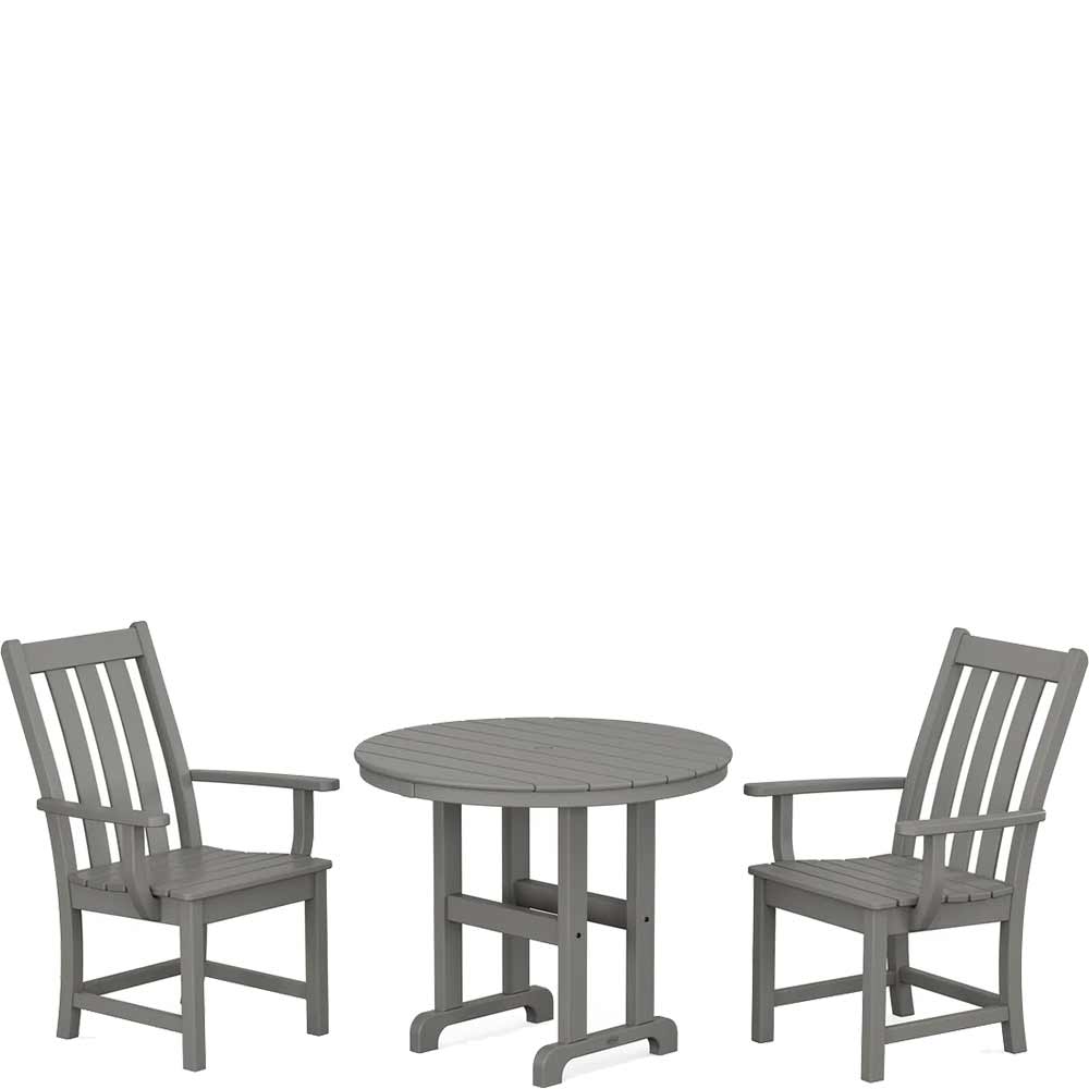 POLYWOOD® Vineyard 3-Piece Round Dining Set - PWS1351-1 Patio Set POLYWOOD®