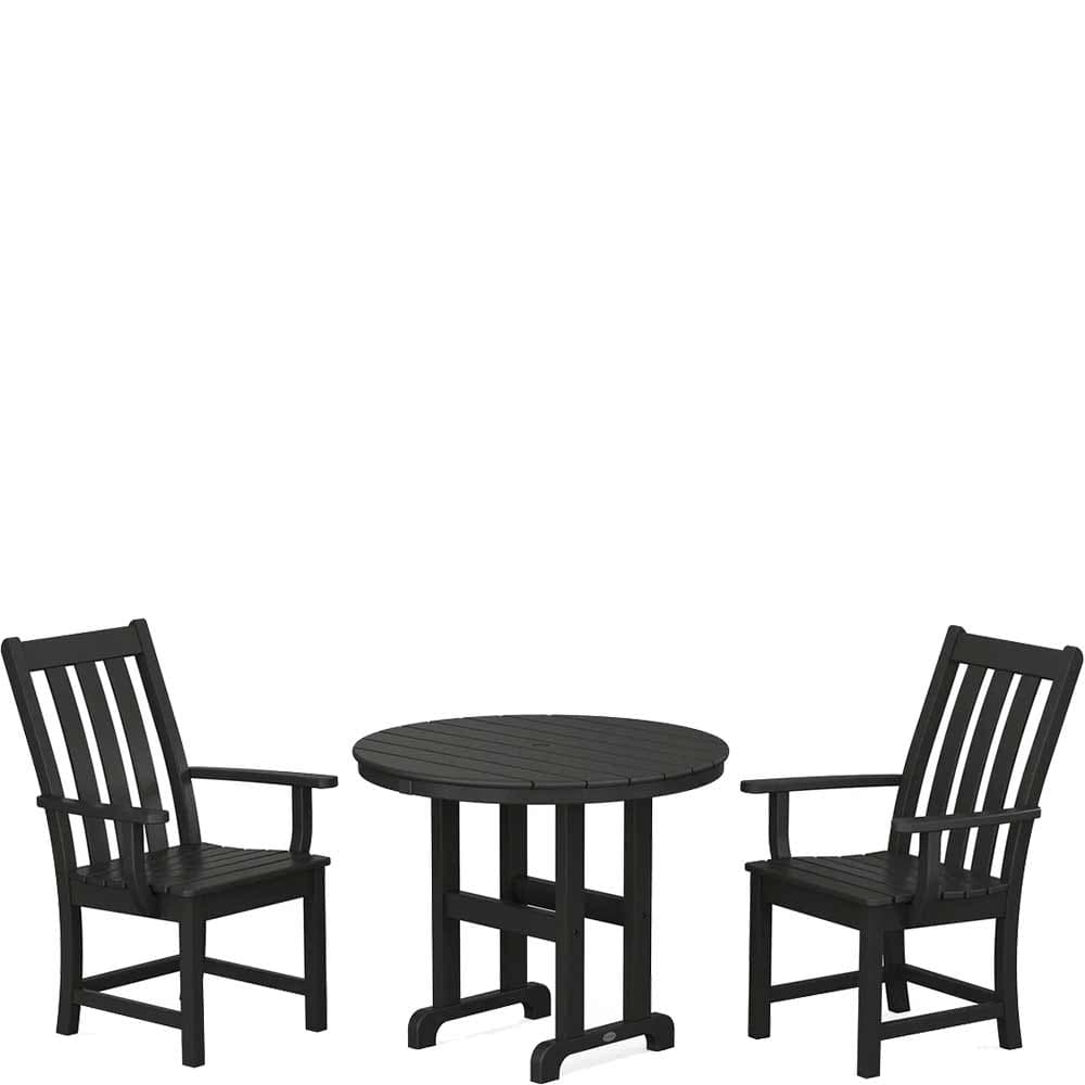 POLYWOOD® Vineyard 3-Piece Round Dining Set - PWS1351-1 Patio Set POLYWOOD®