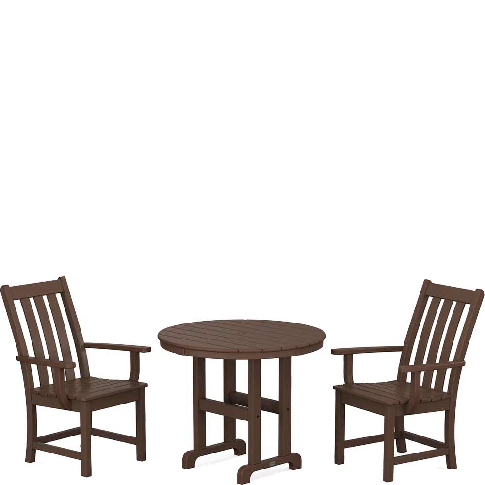 POLYWOOD® Vineyard 3-Piece Round Dining Set - PWS1351-1 Patio Set POLYWOOD®