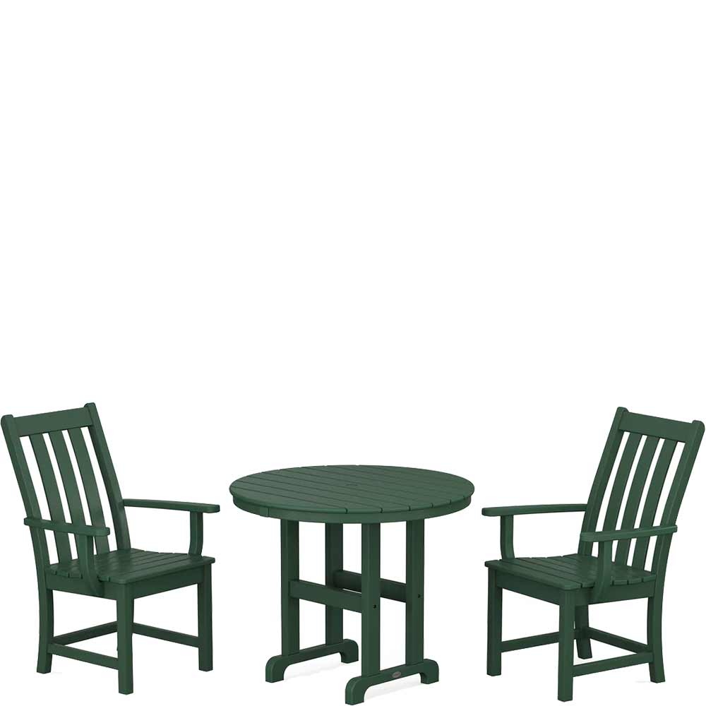 POLYWOOD® Vineyard 3-Piece Round Dining Set - PWS1351-1 Patio Set POLYWOOD®