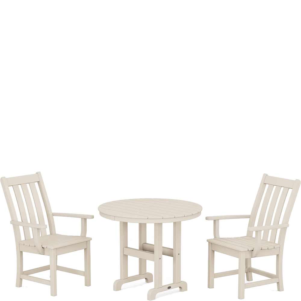 POLYWOOD® Vineyard 3-Piece Round Dining Set - PWS1351-1 Patio Set POLYWOOD®