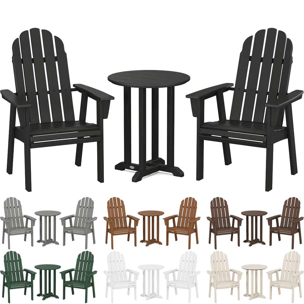 POLYWOOD® Vineyard Adirondack 3-Piece Round Bistro Dining Set - PWS1320-1 Patio Set POLYWOOD®