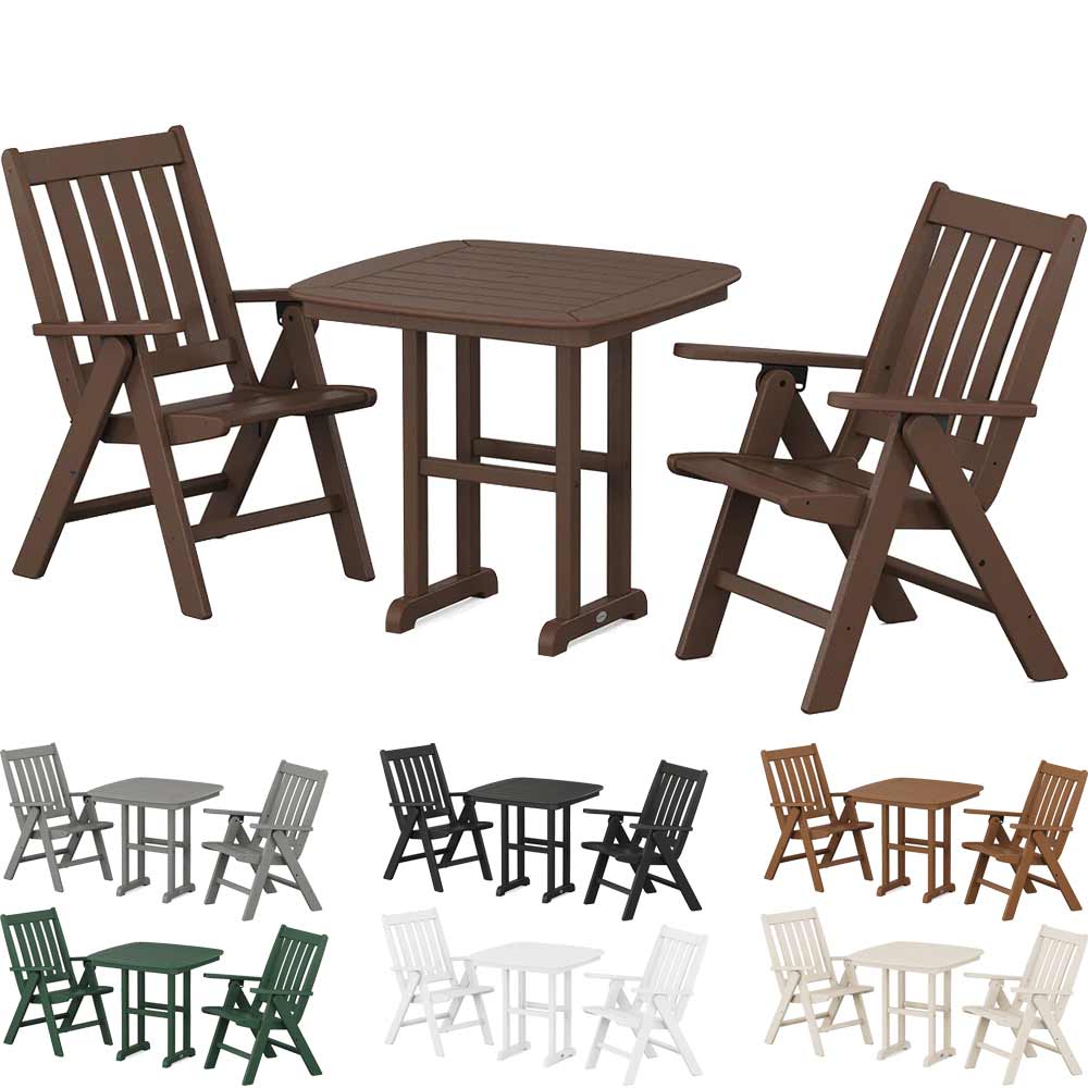 POLYWOOD® Vineyard Folding Chair 3-Piece Dining Set - PWS1231-1 Patio Set POLYWOOD®