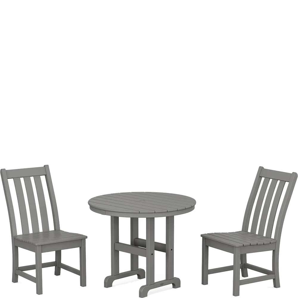 POLYWOOD® Vineyard Side Chair 3-Piece Round Dining Set - PWS1350-1 Patio Set POLYWOOD®