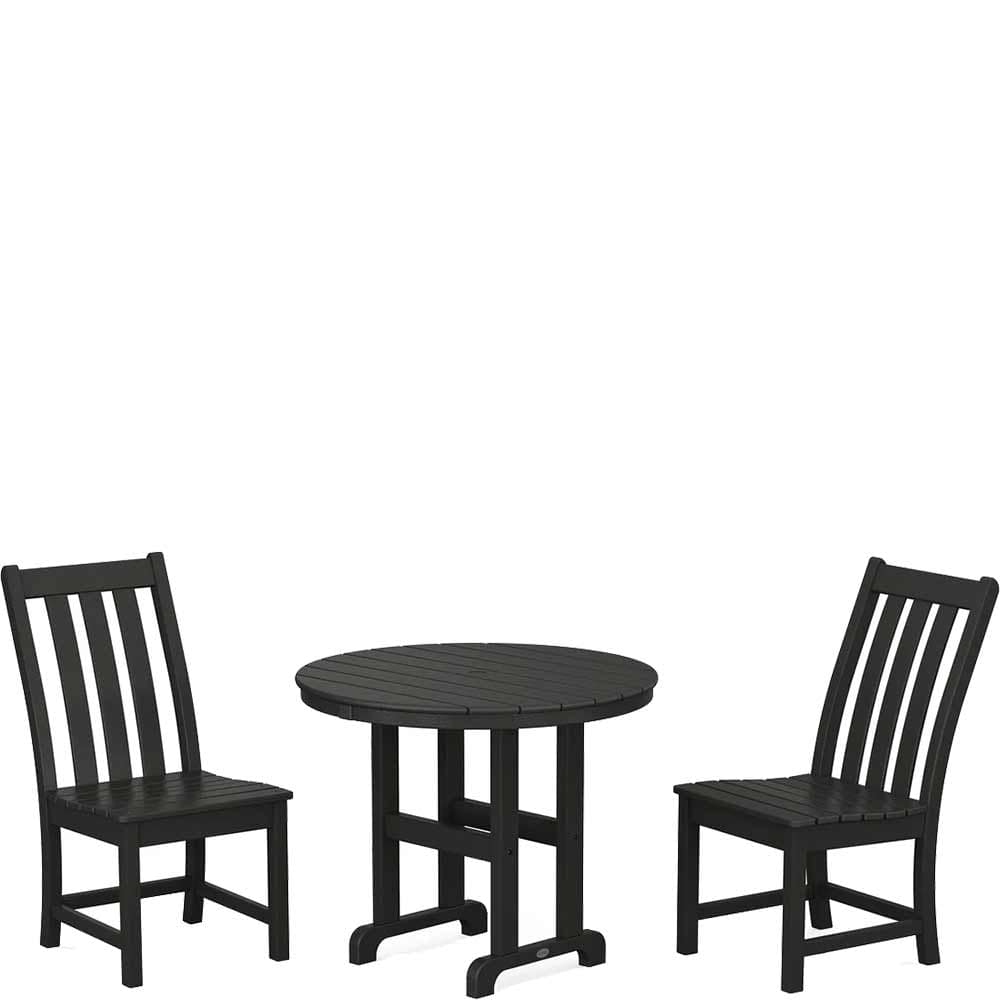 POLYWOOD® Vineyard Side Chair 3-Piece Round Dining Set - PWS1350-1 Patio Set POLYWOOD®