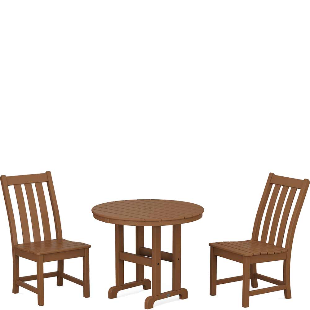 POLYWOOD® Vineyard Side Chair 3-Piece Round Dining Set - PWS1350-1 Patio Set POLYWOOD®