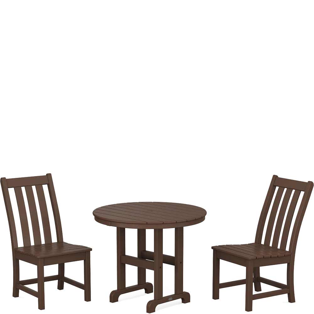 POLYWOOD® Vineyard Side Chair 3-Piece Round Dining Set - PWS1350-1 Patio Set POLYWOOD®