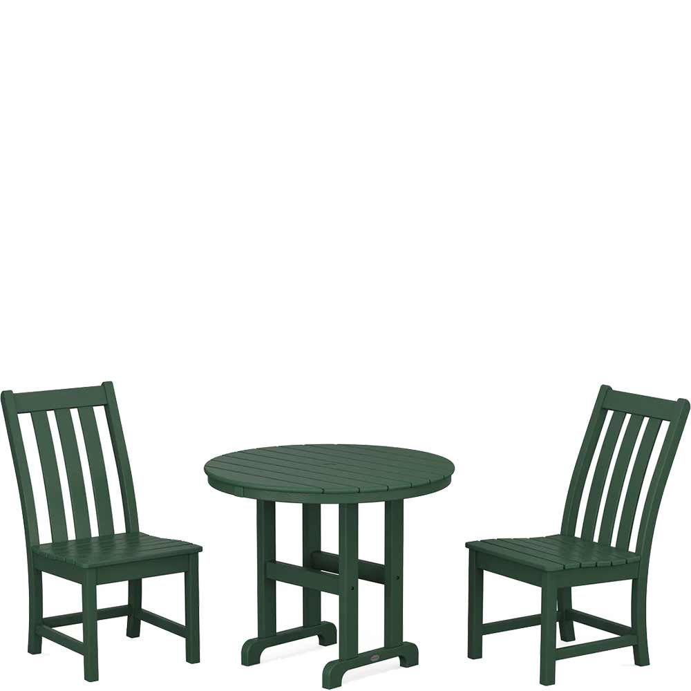 POLYWOOD® Vineyard Side Chair 3-Piece Round Dining Set - PWS1350-1 Patio Set POLYWOOD®