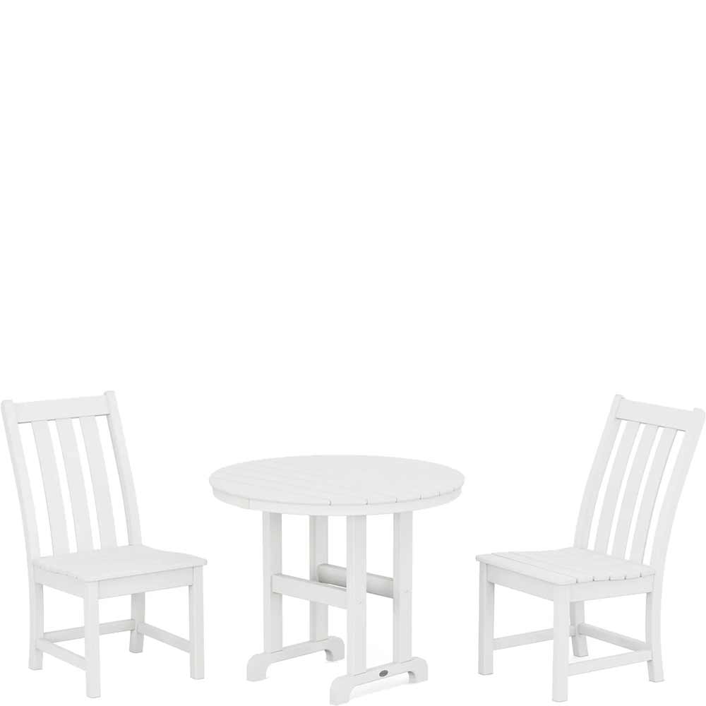 POLYWOOD® Vineyard Side Chair 3-Piece Round Dining Set - PWS1350-1 Patio Set POLYWOOD®