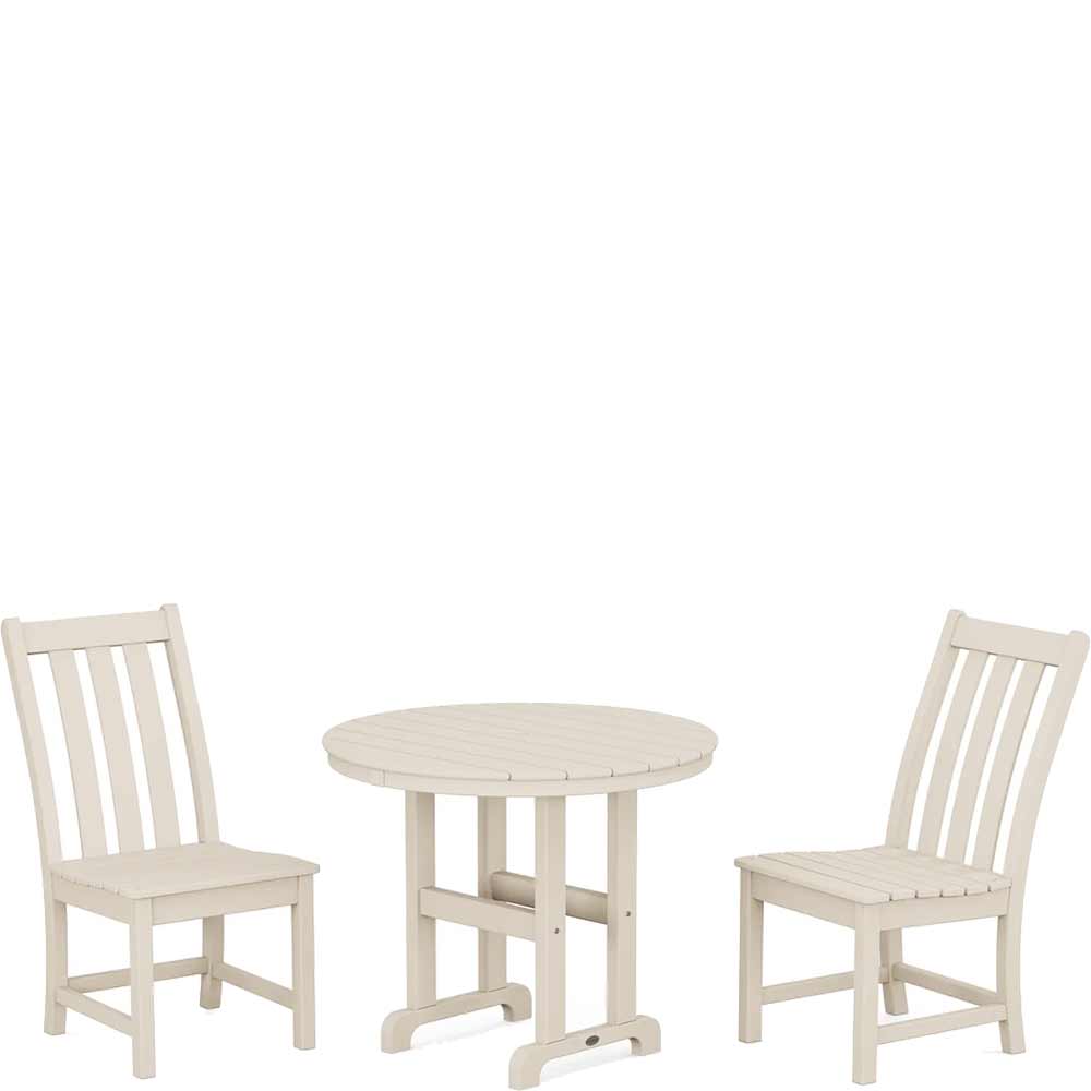 POLYWOOD® Vineyard Side Chair 3-Piece Round Dining Set - PWS1350-1 Patio Set POLYWOOD®