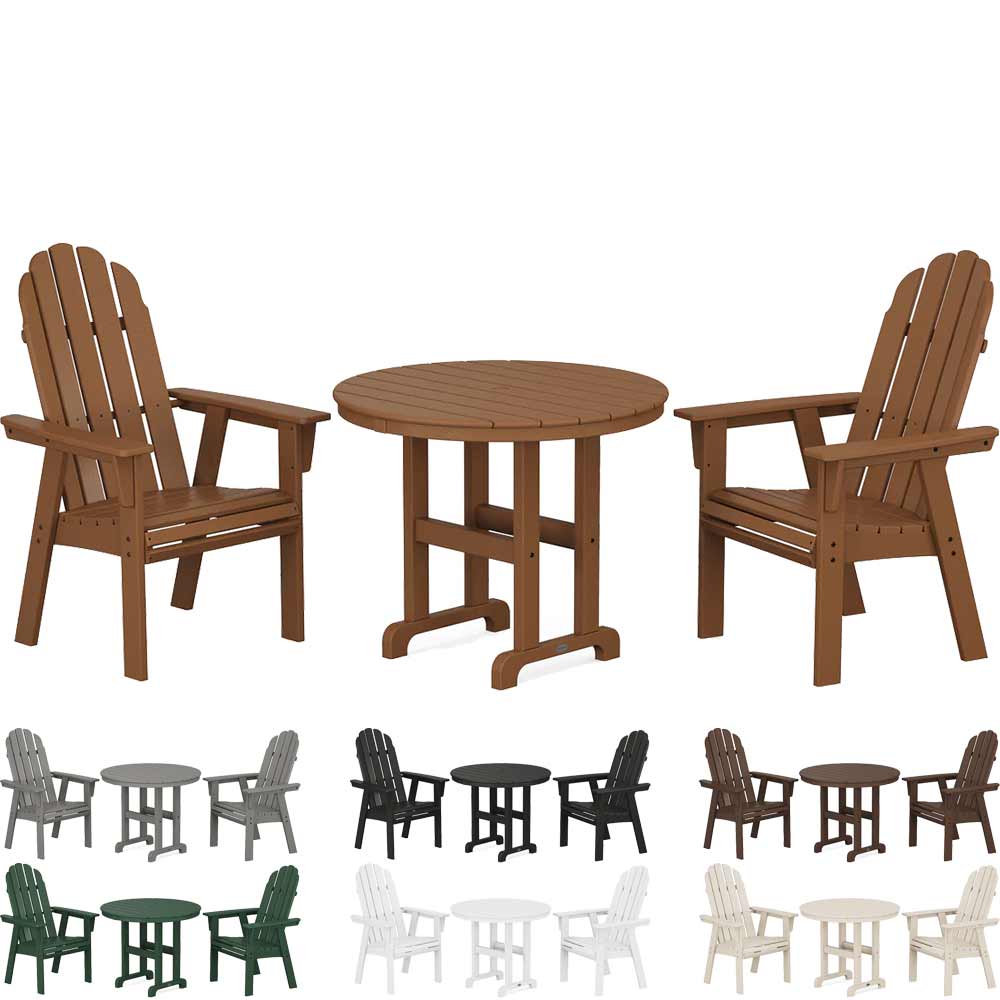 POLYWOOD® Vineyard Adirondack 3-Piece Round Dining Set - PWS1352-1 Patio Set POLYWOOD®