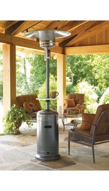 AZ Patio Heaters - 87" Tall Outdoor Patio Heater with Table- Hammered Silver - HLDS01-CBT Patio Heaters AZ Patio Heaters