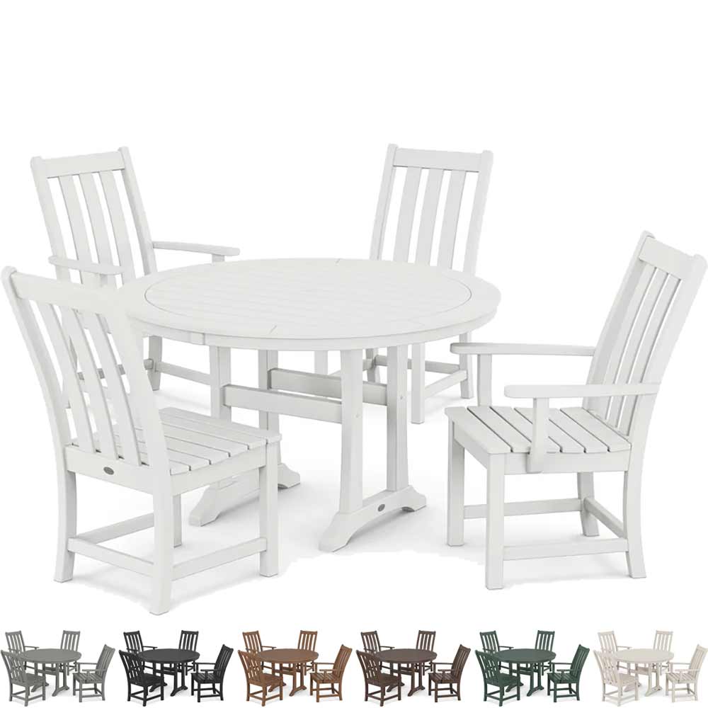 POLYWOOD® Vineyard 5-Piece Nautical Trestle Dining Set - PWS346-1 Dining Set POLYWOOD®