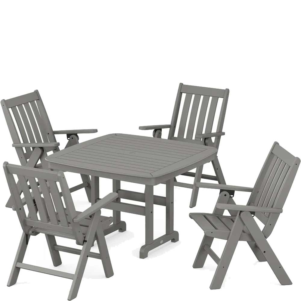 POLYWOOD® Vineyard Folding Chair 5-Piece Dining Set - PWS939-1 Dining Set POLYWOOD®