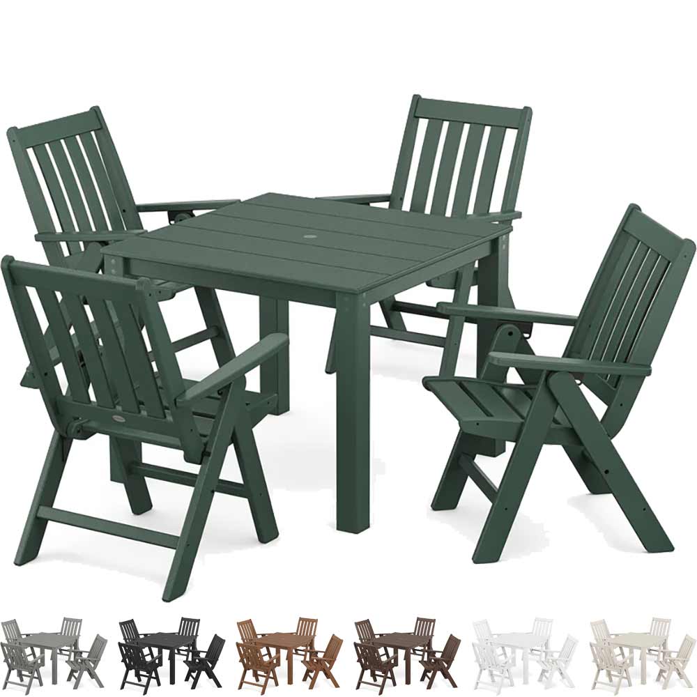 POLYWOOD® Vineyard Folding Chair 5-Piece Parsons Dining Set - PWS2369-1 Dining Set POLYWOOD®