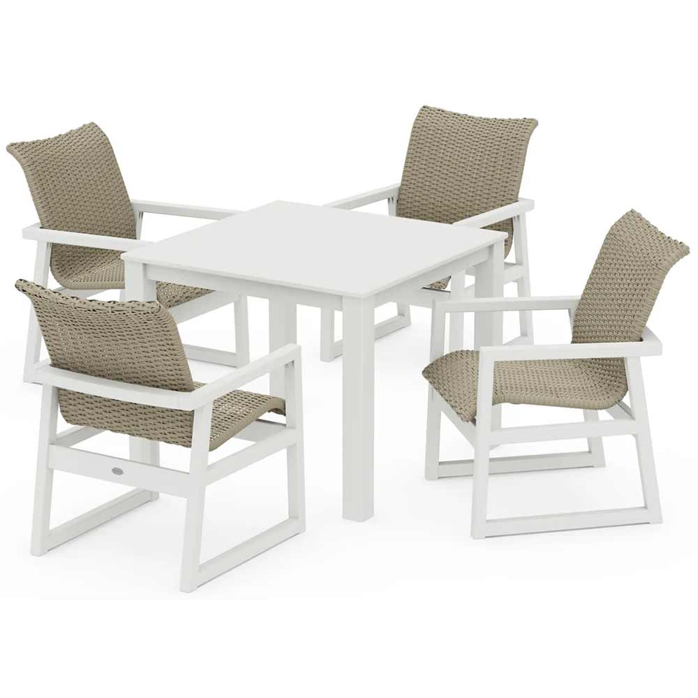 POLYWOOD® EDGE Woven 5-Piece Parsons Dining Set - PWS2892-1