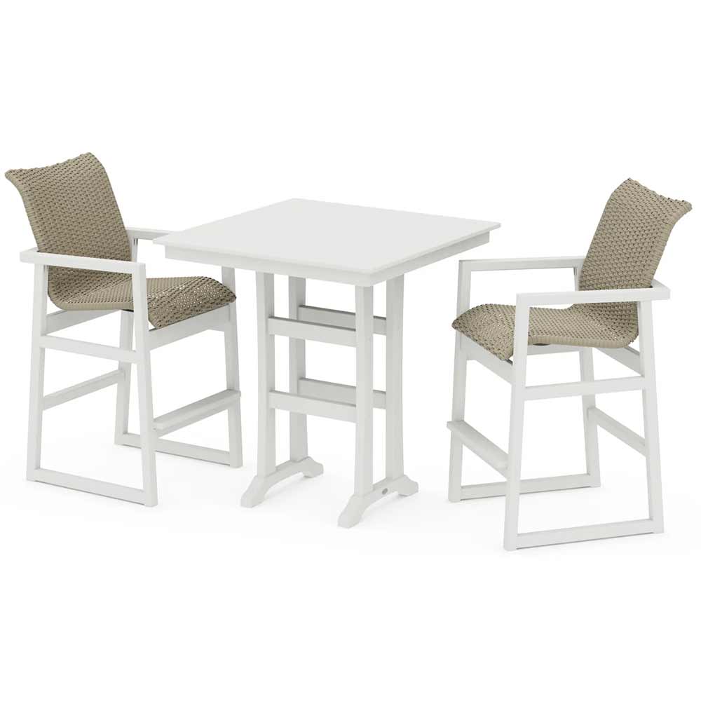 POLYWOOD® EDGE Woven 3-Piece Farmhouse Bar Set with Trestle Legs - PWS2901-1
