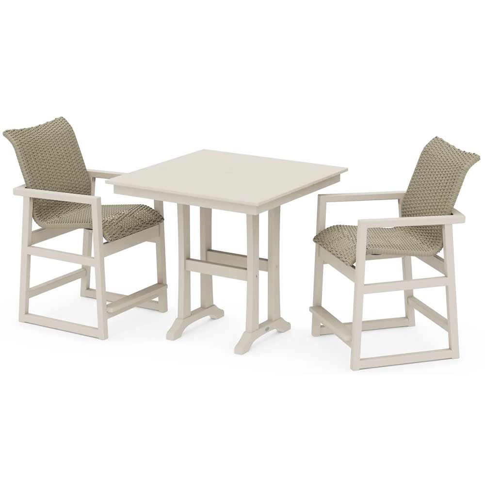 POLYWOOD® EDGE Woven 3-Piece Farmhouse Counter Set with Trestle Legs - PWS2910-1