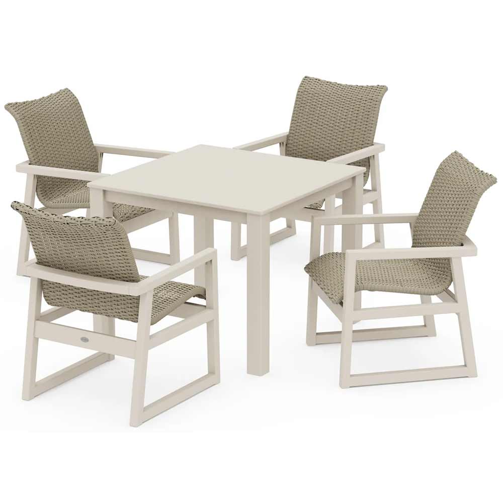 POLYWOOD® EDGE Woven 5-Piece Parsons Dining Set - PWS2892-1