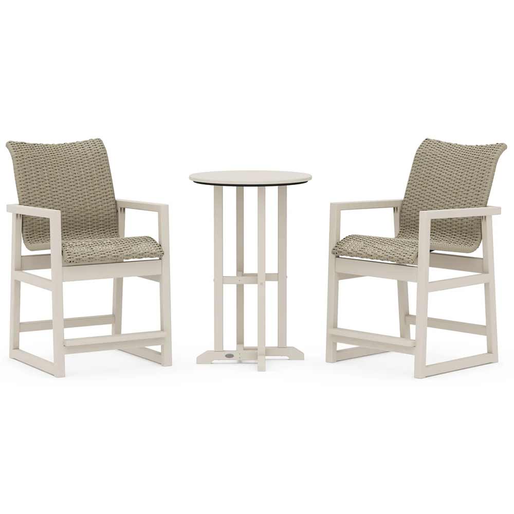 POLYWOOD® EDGE Woven 3-Piece Farmhouse Counter Set - PWS2909-1