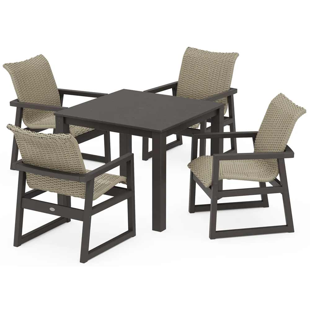 POLYWOOD® EDGE Woven 5-Piece Parsons Dining Set - PWS2892-1