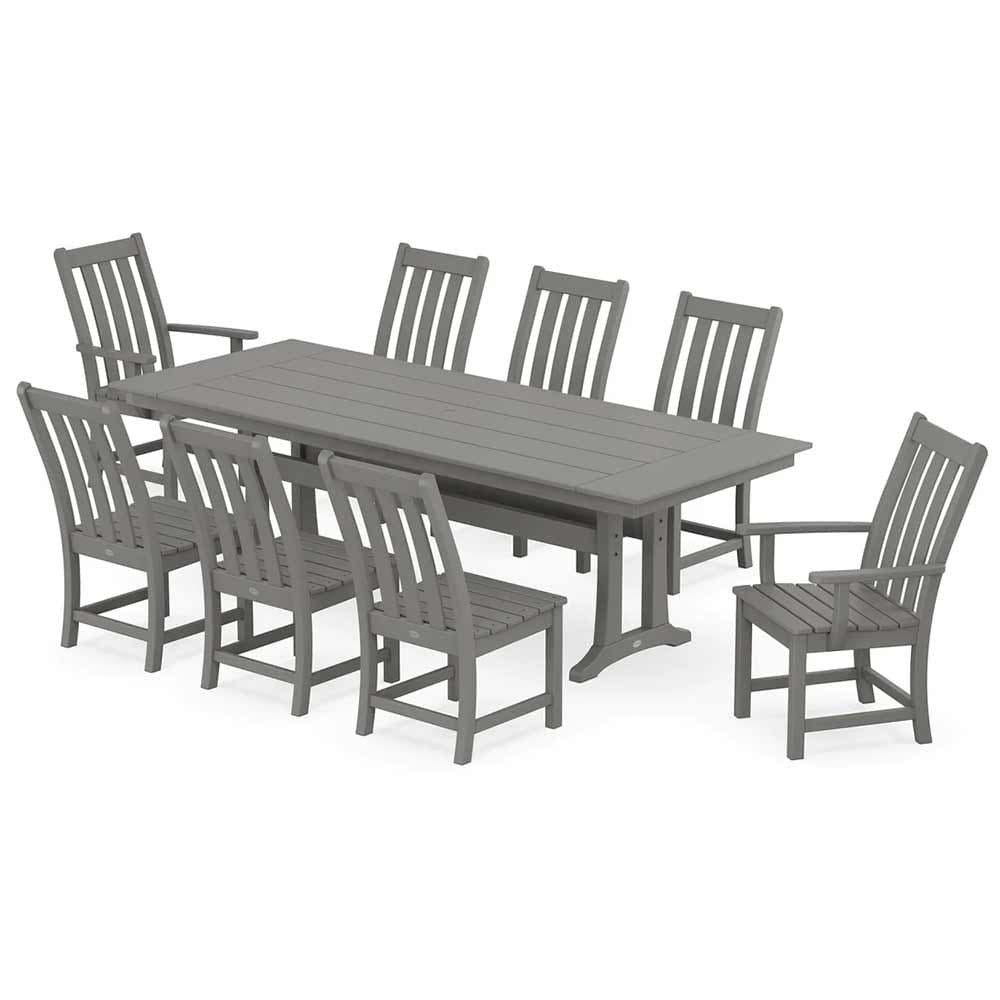 POLYWOOD® Vineyard 9-Piece Farmhouse Dining Set with Trestle Legs - PWS1432-1