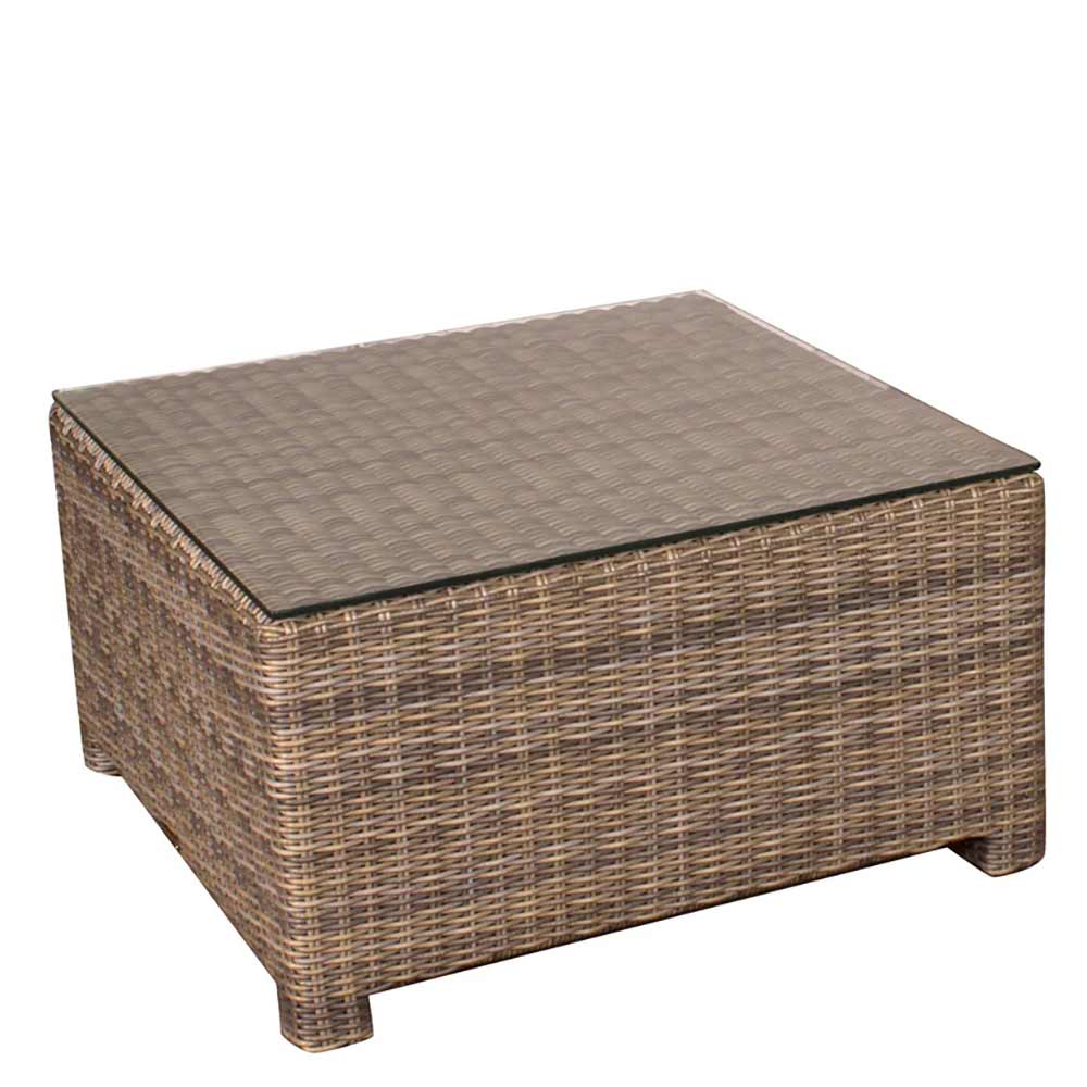 North Cape Wicker - Bainbridge Square Coffee Table w/ Glass Coffee Table North Cape
