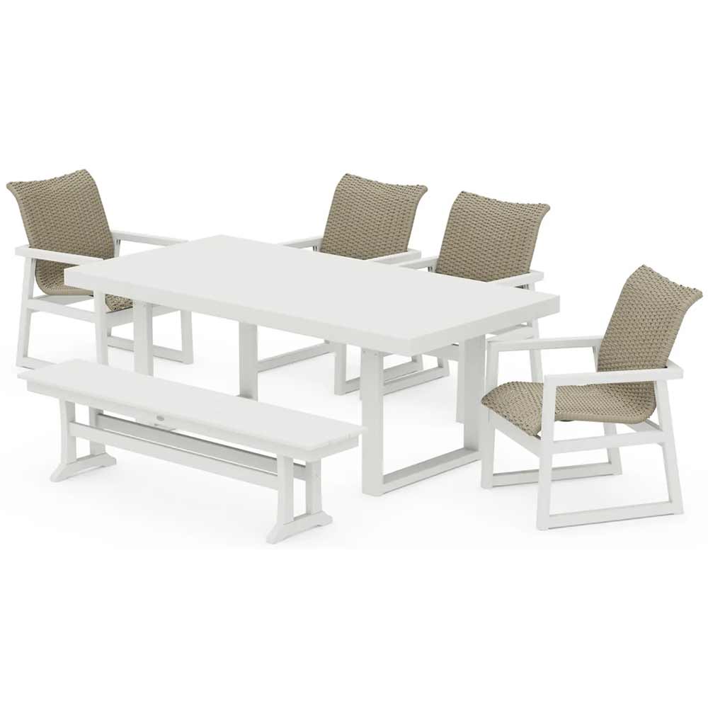 POLYWOOD® EDGE Woven 6-Piece Dining Set with Bench - PWS2881-1