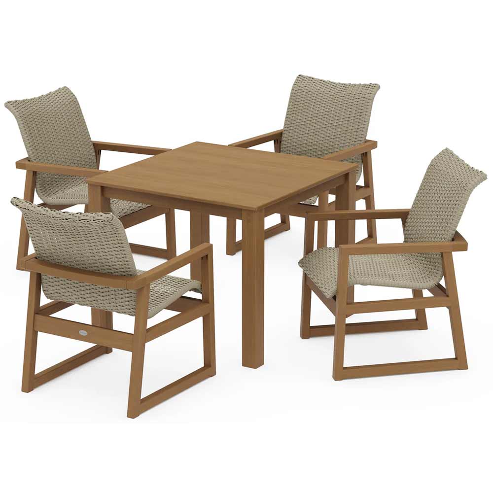 POLYWOOD® EDGE Woven 5-Piece Parsons Dining Set - PWS2892-1