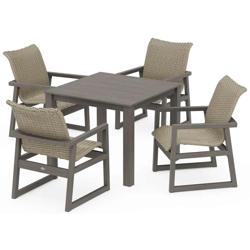 POLYWOOD® EDGE Woven 5-Piece Parsons Dining Set - PWS2892-1