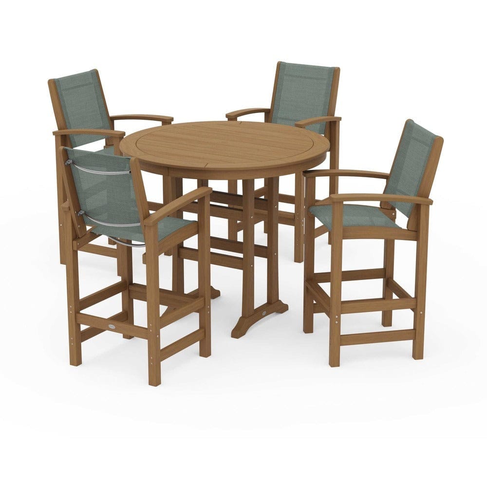 POLYWOOD® - Coastal 5-Piece Nautical Trestle Bar Set - PWS304 Outdoor Furniture POLYWOOD®
