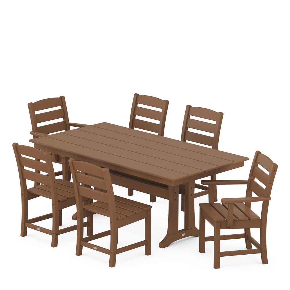 POLYWOOD® Lakeside 7-Piece Farmhouse Dining Set with Trestle Legs - PWS694-1 Dining Set POLYWOOD®